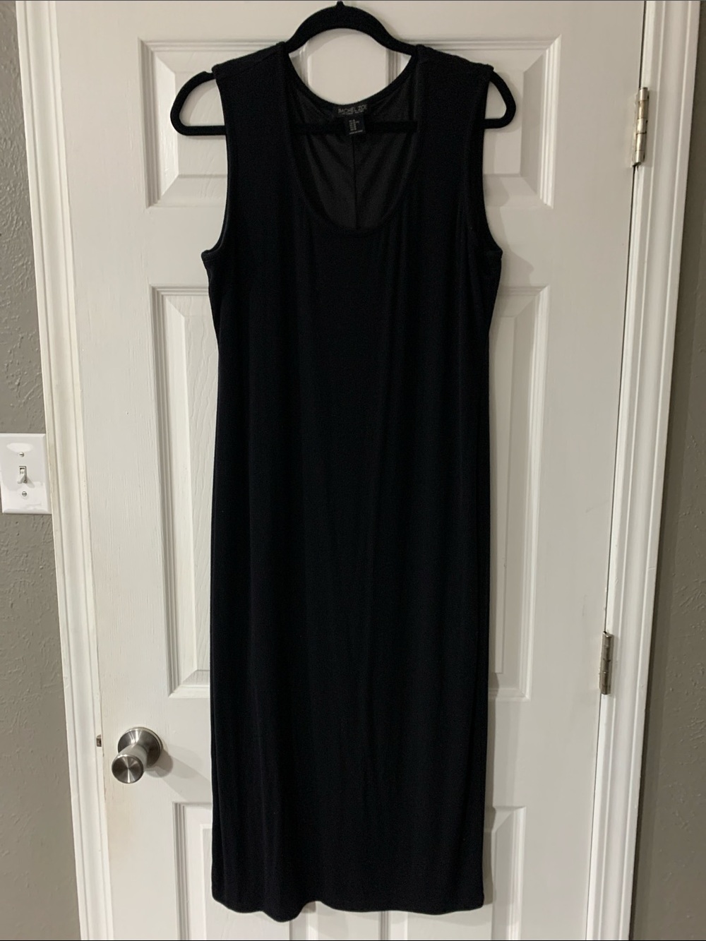 Rachel Zoe Black Sleeveless Midi Scoop-Neck Dress